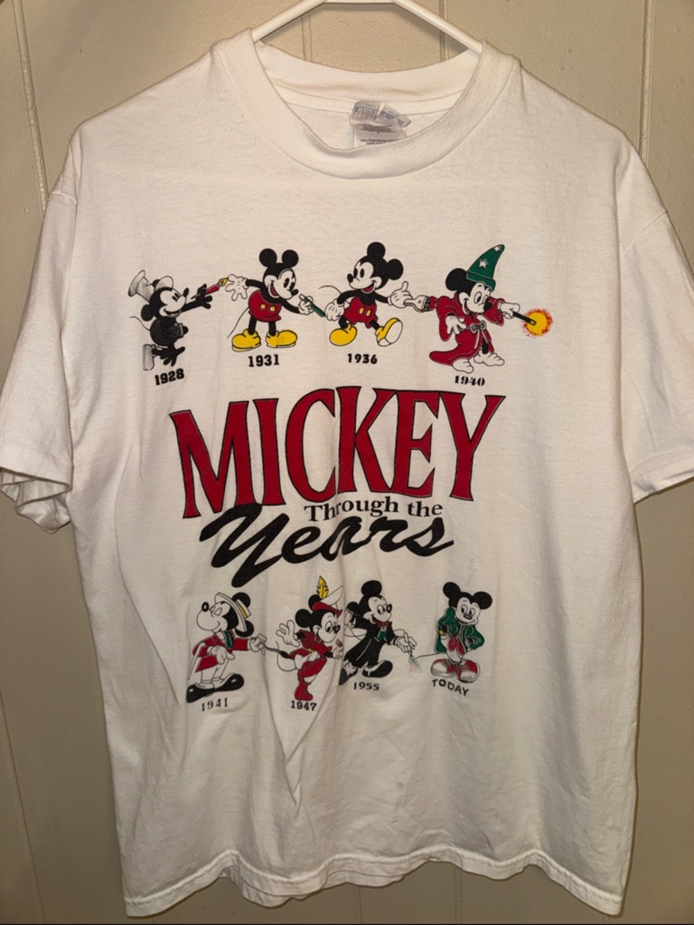 Vintage 90s Disney Mickey Through the Years Graphic Tee - Adult Large